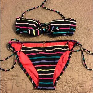 Victoria’s Secret Neon Striped Colorful Bikini